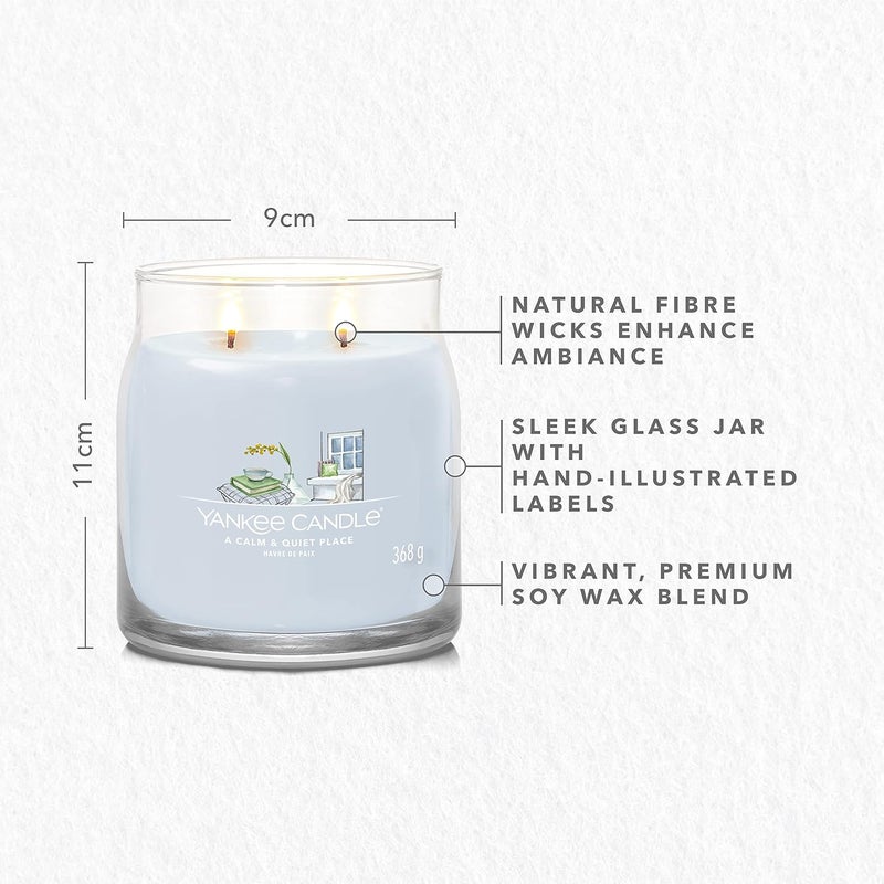 YANKEE CANDLE شمعة جرة معطرة مميزة - 368 جرام | مكان هادئ وساكن | شمعة ذات فتيلين - Image 4