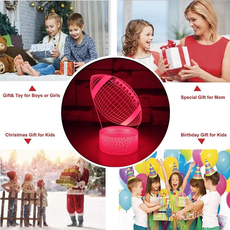 Al Raied ARS® Football Gift Night Light - Dimmable LED 3D Illusion Lamp for Kids, Teens, and Sports Fans - Image 3