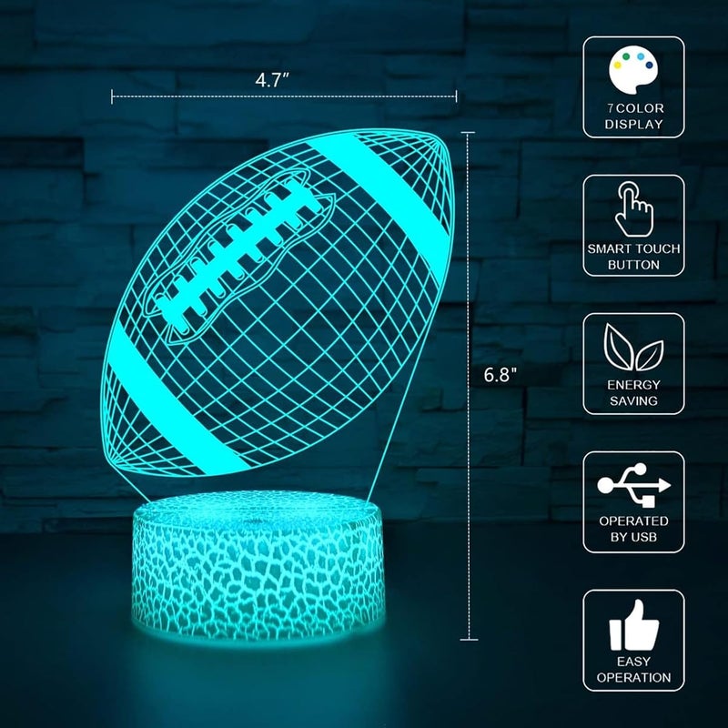 Al Raied ARS® Football Gift Night Light - Dimmable LED 3D Illusion Lamp for Kids, Teens, and Sports Fans - Image 2