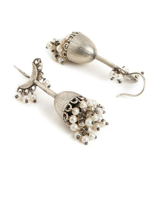 Binnis Wardrobe Silver-Toned Contemporary Jhumkas Earrings - Image 4