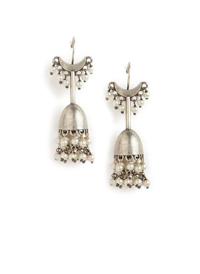Binnis Wardrobe Silver-Toned Contemporary Jhumkas Earrings - Image 3
