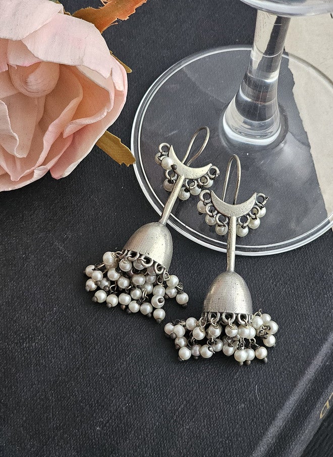 Binnis Wardrobe Silver-Toned Contemporary Jhumkas Earrings - Image 2
