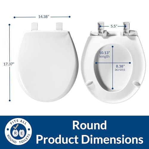 Bemis Aurora Slow Close Toilet Seat, Easy Clean Hinges and Adjustable Perfect Fit Plastic Seat, Made in USA, Round, White - Image 5