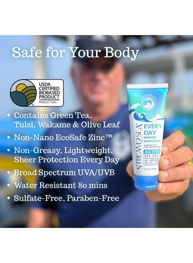 STREAM 2 SEA Spf 45 Every Day Active Mineral Sunscreen ; 2.5 Fl Oz Biodegradable & Reef Safe Sunscreen For Face & Body ; Nongreasy Lightweight & Sheer Mineral Protection Against Uva & Uvb By Stream2Sea - Image 3