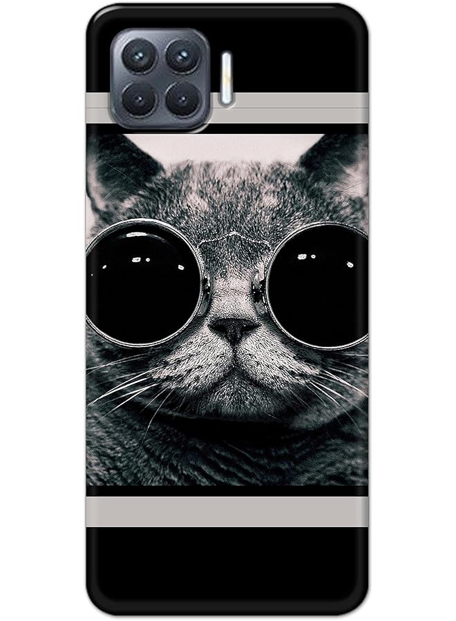 erorex Matte Finish Designer Shell Case Cover For Oppo F17 Pro A93 Cat Swag Black Grey - Image 1