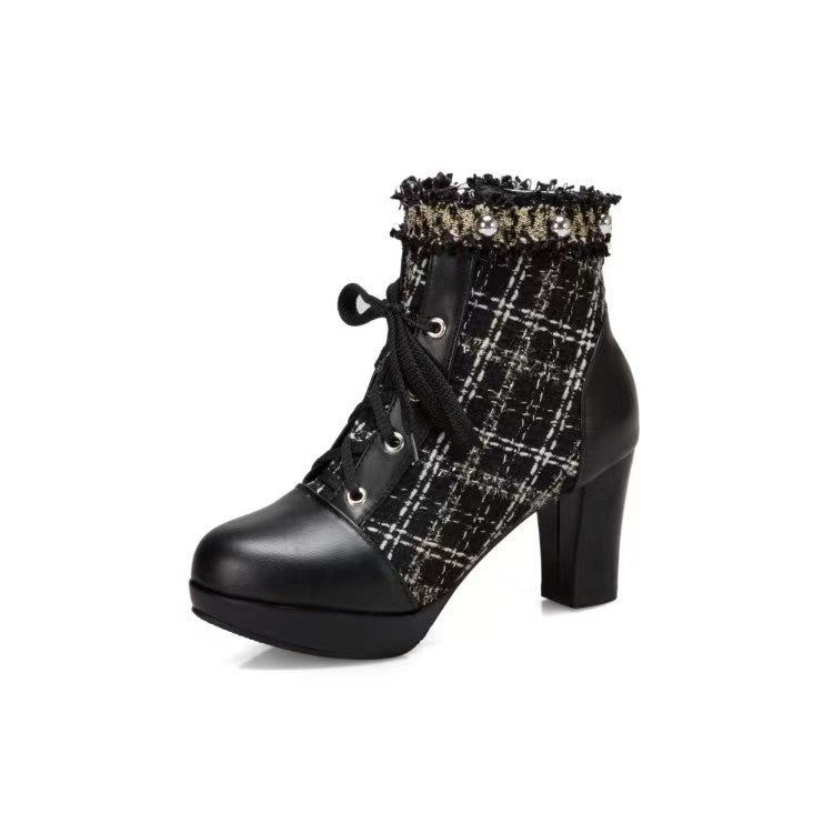 Supply Winter Fashion Thick Bottom High Heel 40-44 Plus Size Small Fragrant Wind Wool Low Boots - Image 1