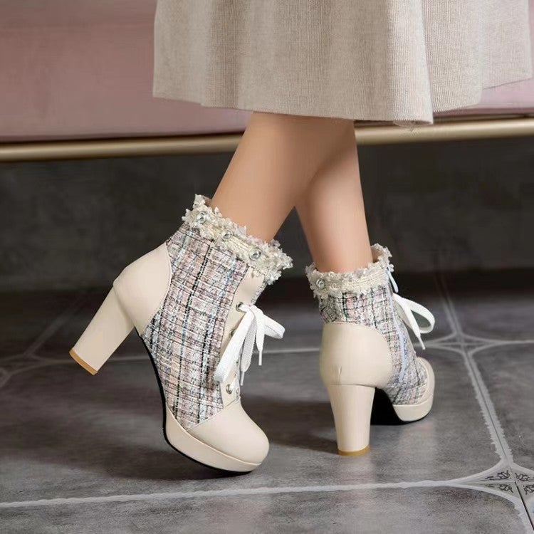 Supply Winter Fashion Thick Bottom High Heel 40-44 Plus Size Small Fragrant Wind Wool Low Boots - Image 3
