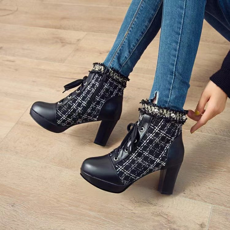 Supply Winter Fashion Thick Bottom High Heel 40-44 Plus Size Small Fragrant Wind Wool Low Boots - Image 5