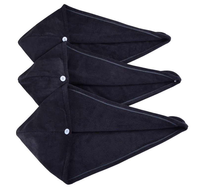 HOPESHINE Womens Soft Shower Hair Towel Twist Hair Turban Wrap Drying Cap Great Gift for Women Dark Grey 3Pack