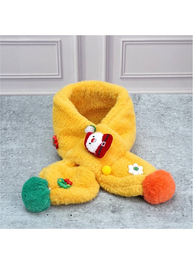 LITTLE SURPRISE BOX 2Pcs Yellow Santa Christmas Themed Winter Cap Beanie With Matching Long Style Neck Muffler For Kids - Image 4