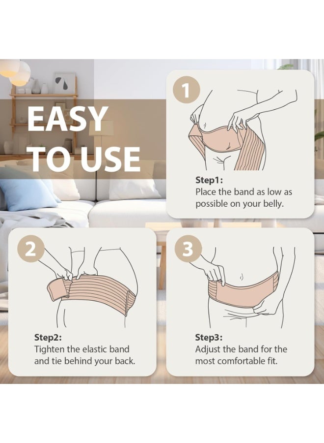 حزام بطن الحمل، حزام دعم الحمل مع لفّة ضغط قابلة للتعديل، أشرطة بطن ناعمة وقابلة للتنفس للنساء الحوامل وتخفيف آلام الظهر والحوض (بيج) - Image 5