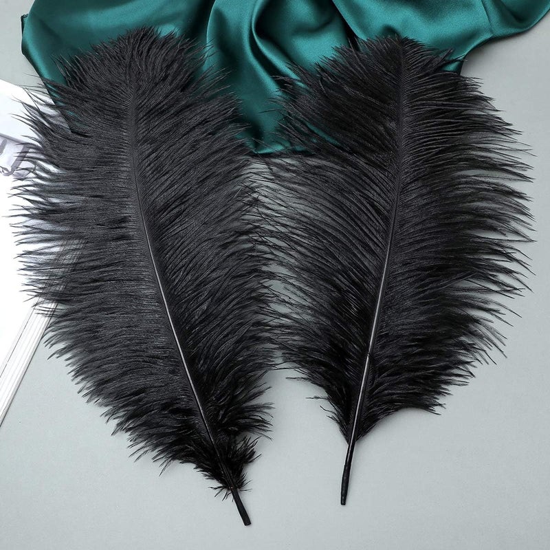 Ballinger 24pcs Natural Black Ostrich Feathers 10-12inch (25-30cm) for Wedding Party Centerpieces，Flower Arrangement and Home Decoration. - Image 4