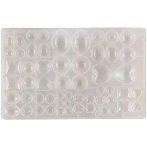 ScivoKaval Cabochon Gem Jewelry Silicone Mold Oval Teardrop Square Heart Round Shapes for Polymer Clay Crafting Resin Epoxy Pendant Earrings Making Casting DIY Craft Mold 29 Design 58 Cavity Large - Image 1