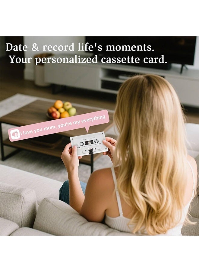 JS Voice Greeting Card – 60 Second Recordable Audio Card with Playback – Retro Cassette Talking Sound Card – Personalized Voice Message Greeting for Birthday, Wedding, Special Occasions – White - Image 3