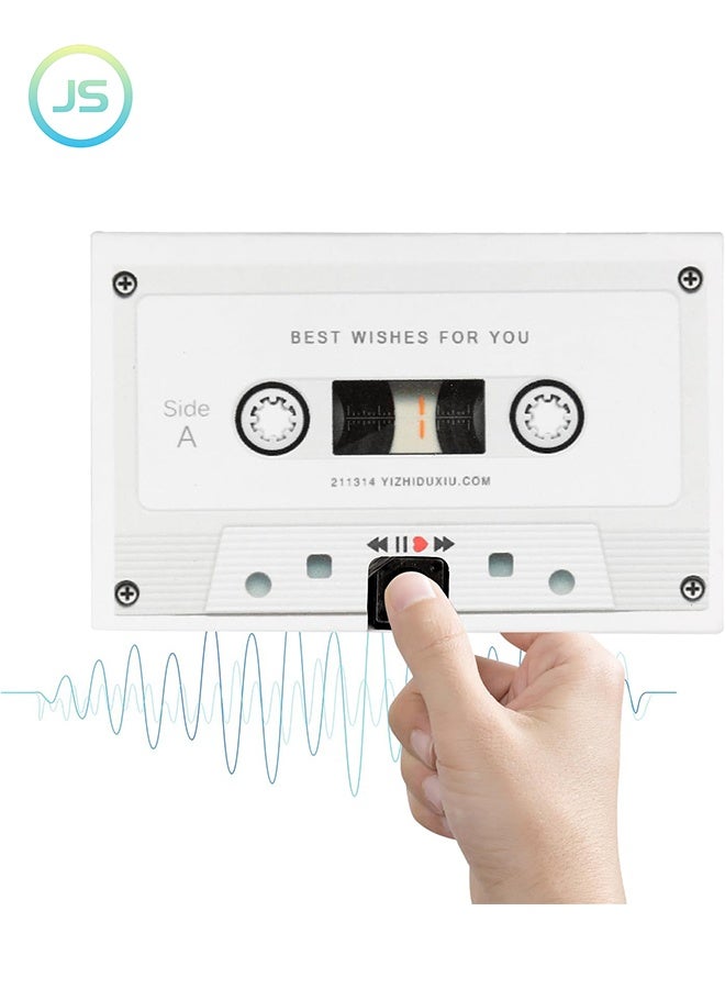 JS Voice Greeting Card – 60 Second Recordable Audio Card with Playback – Retro Cassette Talking Sound Card – Personalized Voice Message Greeting for Birthday, Wedding, Special Occasions – White - Image 1