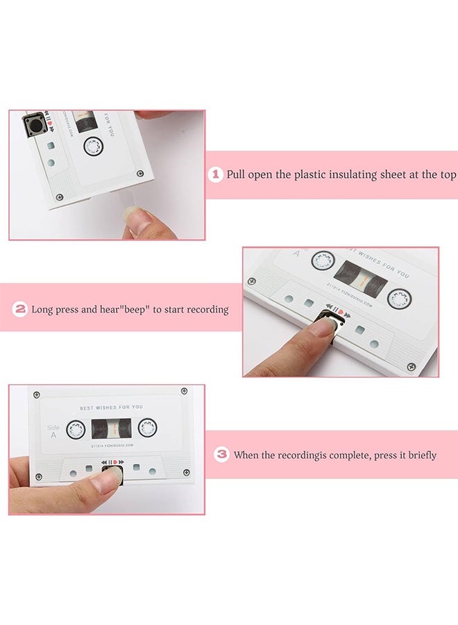 JS Voice Greeting Card – 60 Second Recordable Audio Card with Playback – Retro Cassette Talking Sound Card – Personalized Voice Message Greeting for Birthday, Wedding, Special Occasions – White - Image 4
