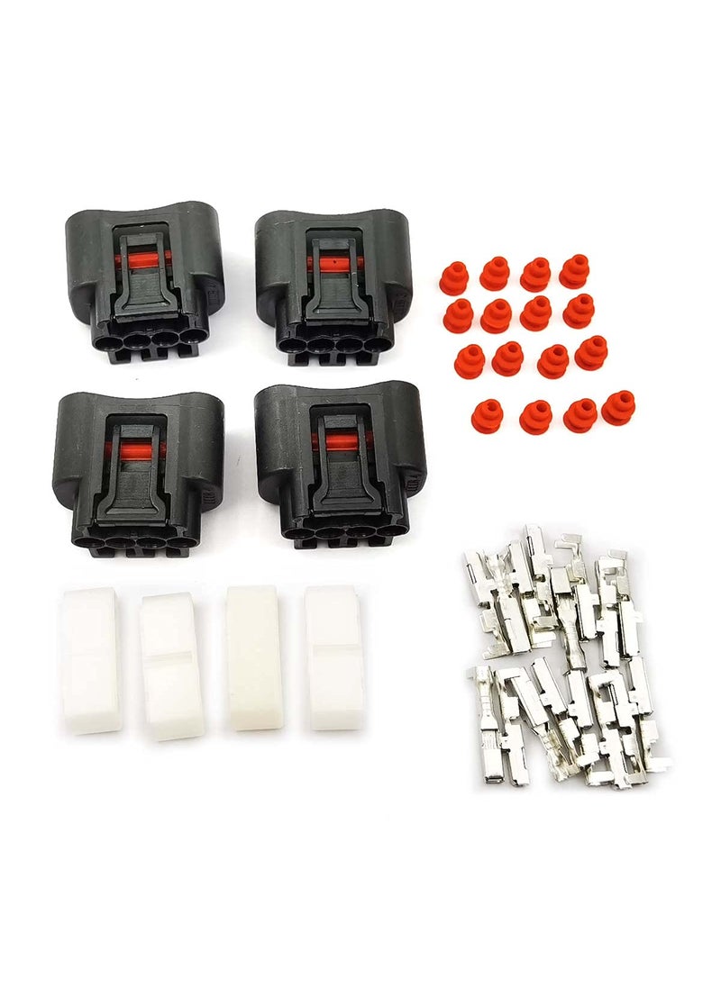 FainWan FainWan 8Pcs Ignition Coil 4 Pin Plug Connector Denso waterproof black socket #90980-11885/7283-7449 Compatible with To-yota Le-xus Camry Yaris  - Image 2