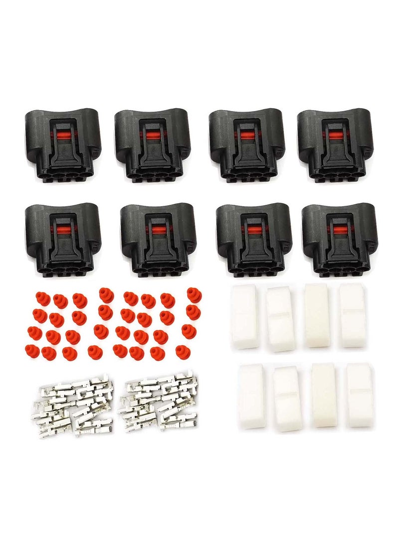 FainWan FainWan 8Pcs Ignition Coil 4 Pin Plug Connector Denso waterproof black socket #90980-11885/7283-7449 Compatible with To-yota Le-xus Camry Yaris  - Image 1