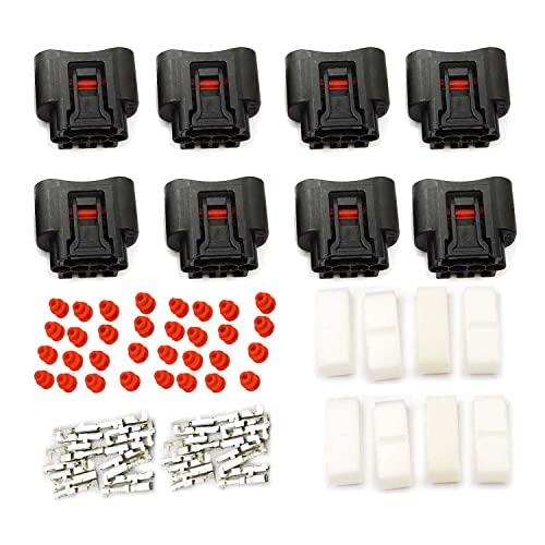 FainWan 8Pcs Ignition Coil 4 Pin Plug Connector Denso waterproof black socket #90980-11885/7283-7449 Compatible with To-yota Le-xus Camry Yaris - Image 1