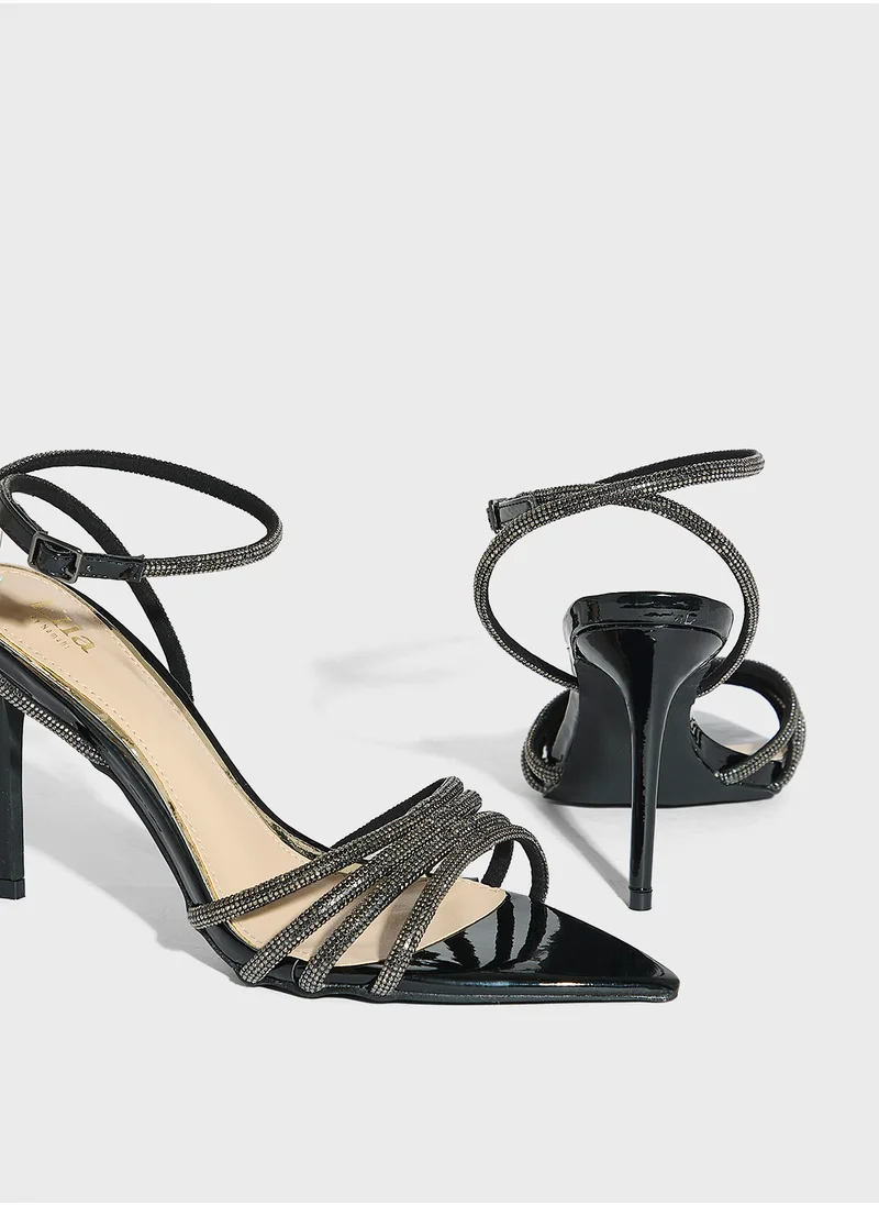 ايلا ليمتد اديشن Pointy Toe Embellished Counter Strap Heel Sandal