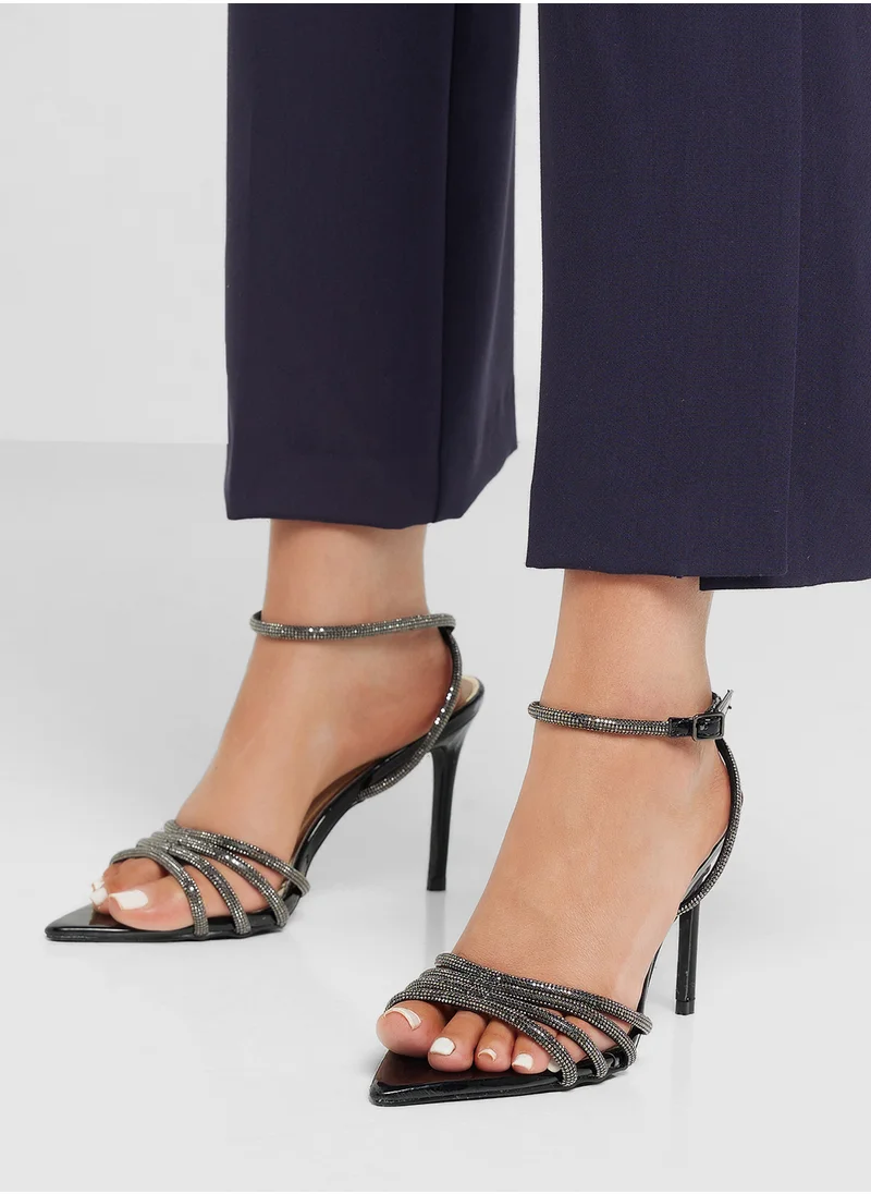 ايلا ليمتد اديشن Pointy Toe Embellished Counter Strap Heel Sandal