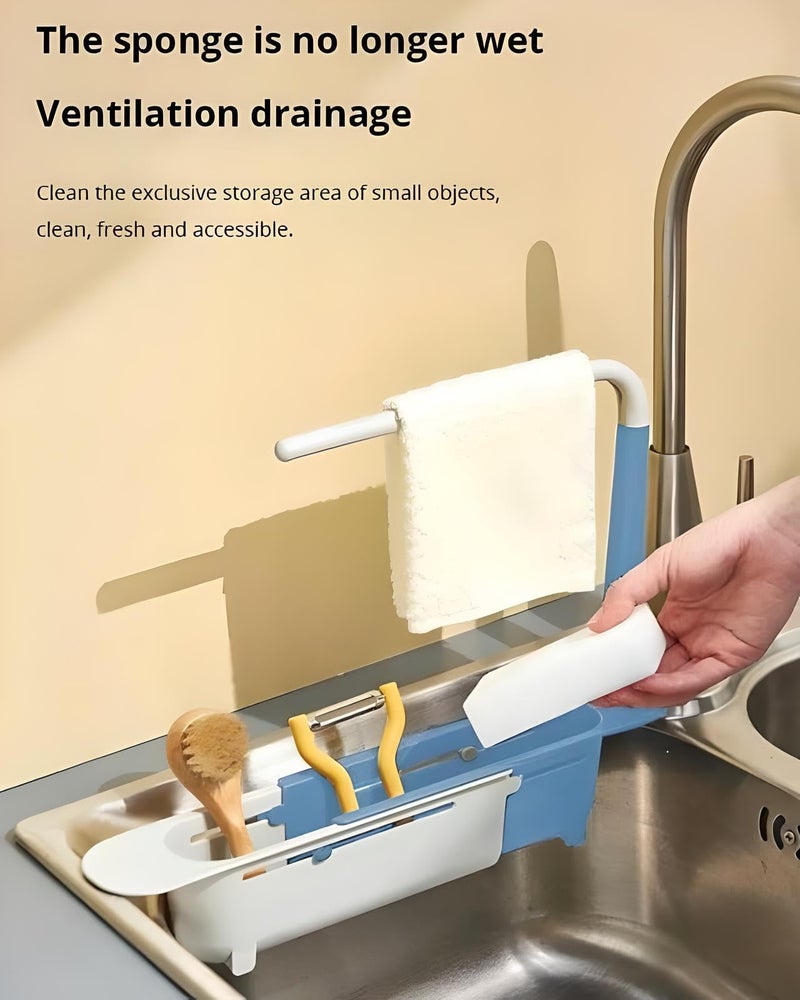 UPKARANWALE Multipurpose Sink Storage Rack Towel Holder Durable for Countertop Bathroom Beige Kitchen, Dining & Bar | Kitchen Storage & Organization | Racks & Holders (Plastic, Multicolour, Pack of 1) - Image 2