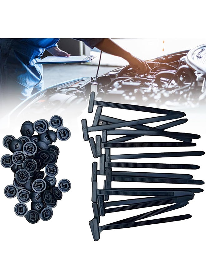 إسكدنيا مشبك ربط كابلات نايلون عالمي، حامل أربطة سحاب نايلون متين ذاتي القفل، مشبك ربط كابلات جديد متعدد الوظائف، أربطة سحاب تُثبّت بالضغط، للصيانة اليومية للسيارة (20 قطعة) - Image 2