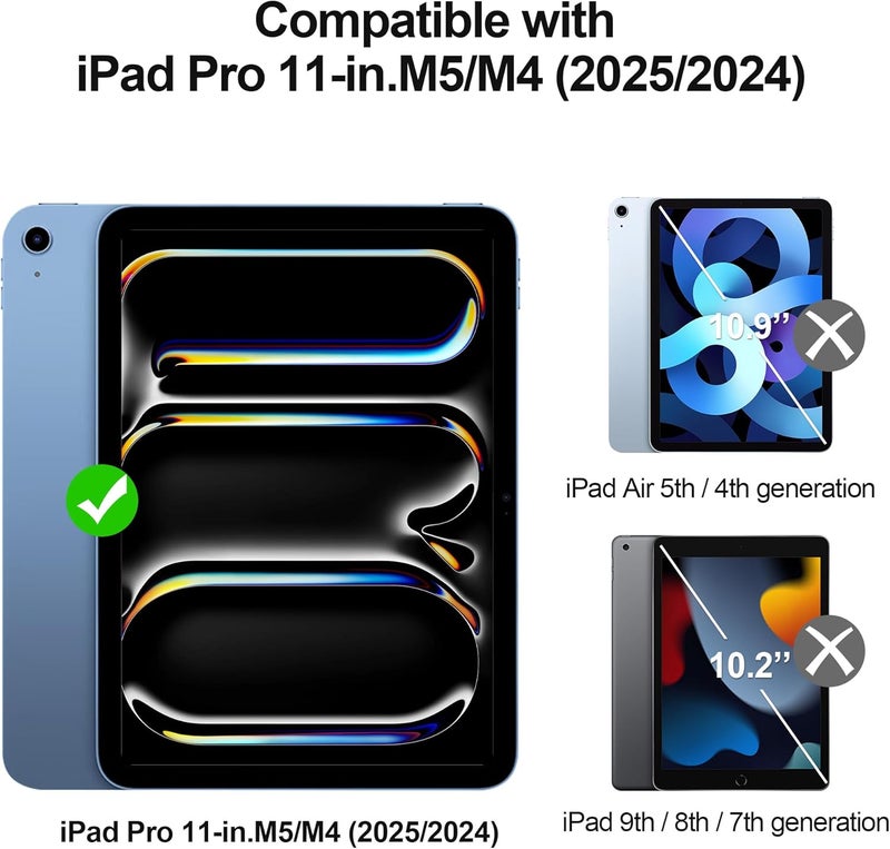 واقي شاشة لجهاز iPad Pro 11 بوصة M5/M4 (2025/2024) زجاج مقسى 9H [متوافق مع Face ID وقلم Apple] شفاف عالي الوضوح متوافق مع الحافظة - Image 2