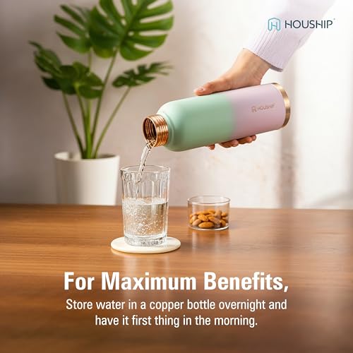 HOUSHIP Pure Copper Water Bottle 950ml – Seamless Leakproof Design, Durable Handcrafted Finish, Ecofriendly Premium Gift for Office, Yoga, Travel - Image 5