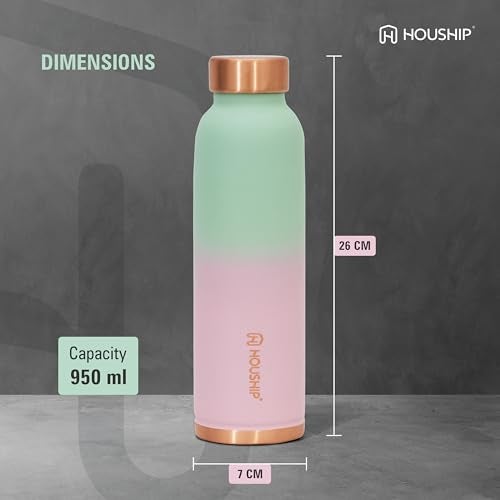 HOUSHIP Pure Copper Water Bottle 950ml – Seamless Leakproof Design, Durable Handcrafted Finish, Ecofriendly Premium Gift for Office, Yoga, Travel - Image 2
