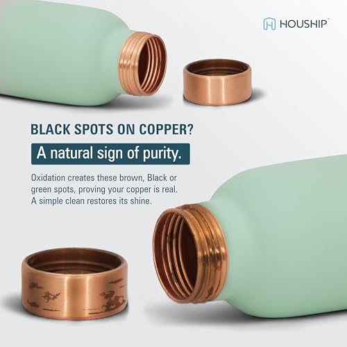 HOUSHIP Pure Copper Water Bottle 950ml – Seamless Leakproof Design, Durable Handcrafted Finish, Ecofriendly Premium Gift for Office, Yoga, Travel - Image 4