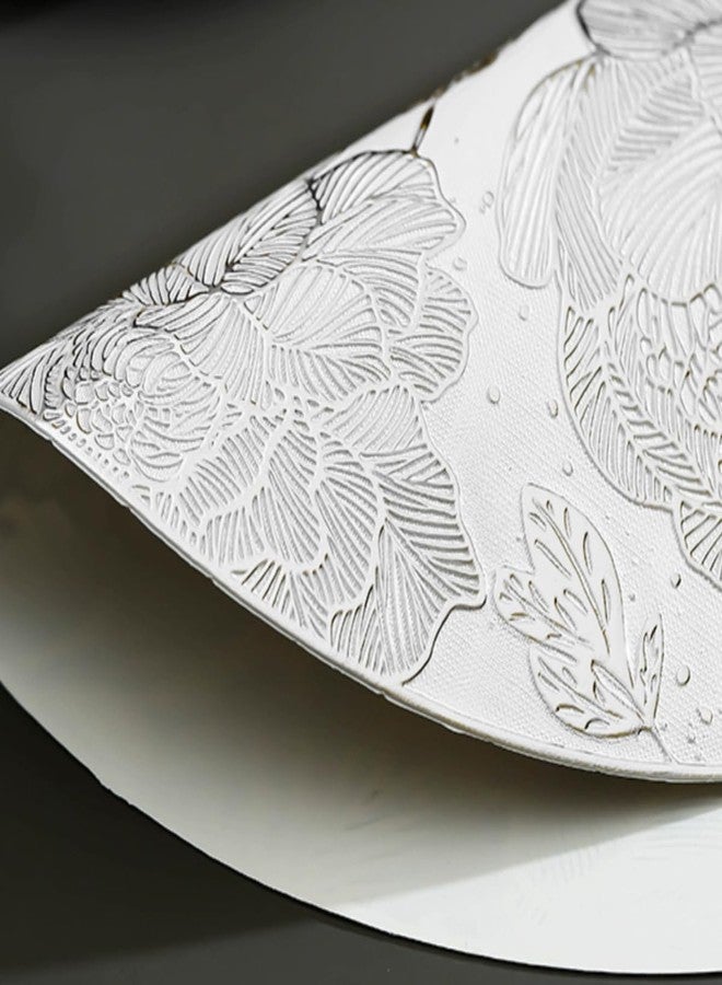 pigchcy Silver Round Placemats Set of 6 Metallic Rose Pressed Vinyl Dining Table Mats Farmhouse Kitchen 15inches Table Setting Centerpiece Decoration - Image 3