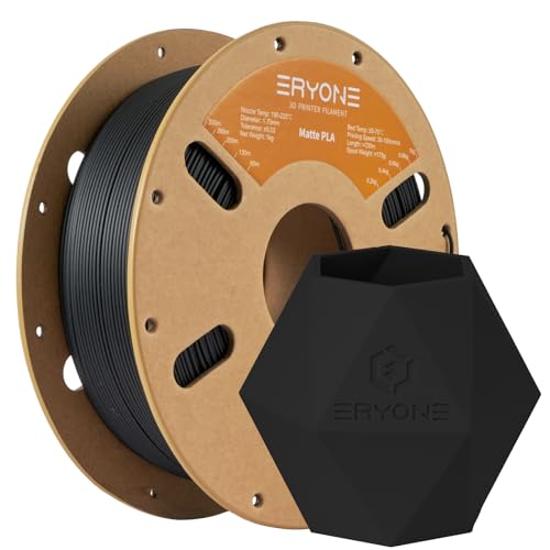 ERYONE Matte 3D Printer PLA Filament 1.75 +/- 0.03mm, Matte Filament PLA 1KG(2.2LBS) Spool, Black - Image 1