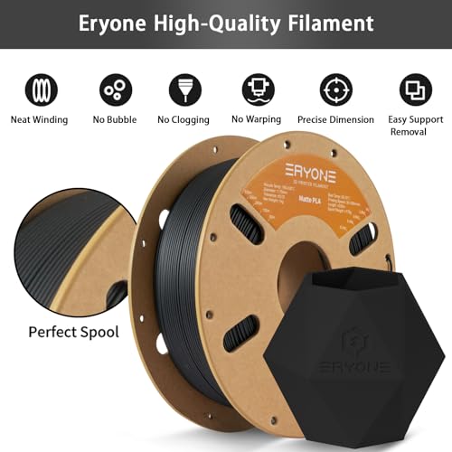 ERYONE Matte 3D Printer PLA Filament 1.75 +/- 0.03mm, Matte Filament PLA 1KG(2.2LBS) Spool, Black - Image 4