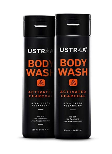 Body Wash Activated Charcoal 250 Ml Set Of 2 Deep Skin Detox With Activated Charcoal Moisturization Of Aloe Vera Cleansing & Intense Foaming Without Sulphates