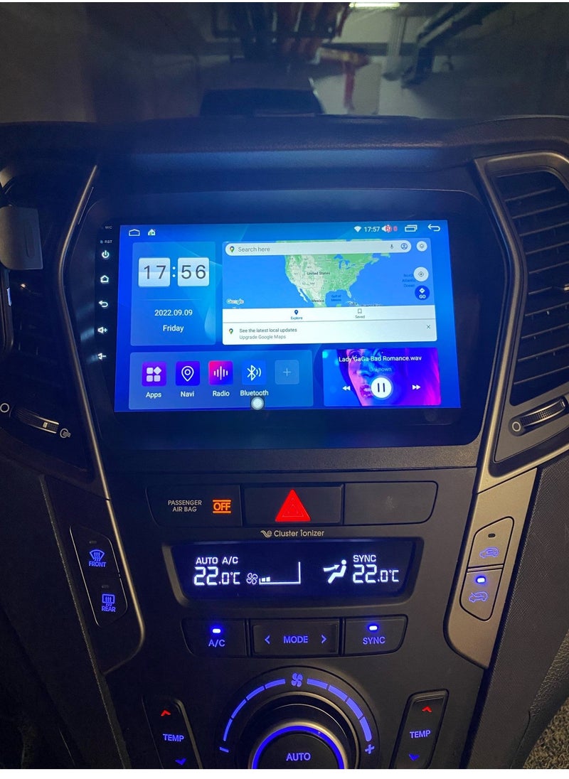 RAYMOS - Hyundai Santa Fe 2012 To 2017 Android Screen 4GB RAM Support Apple Carplay Android Auto Wireless QLED Touch Screen DSP AHD Camera Included SIM Card Support Bluetooth - Image 1