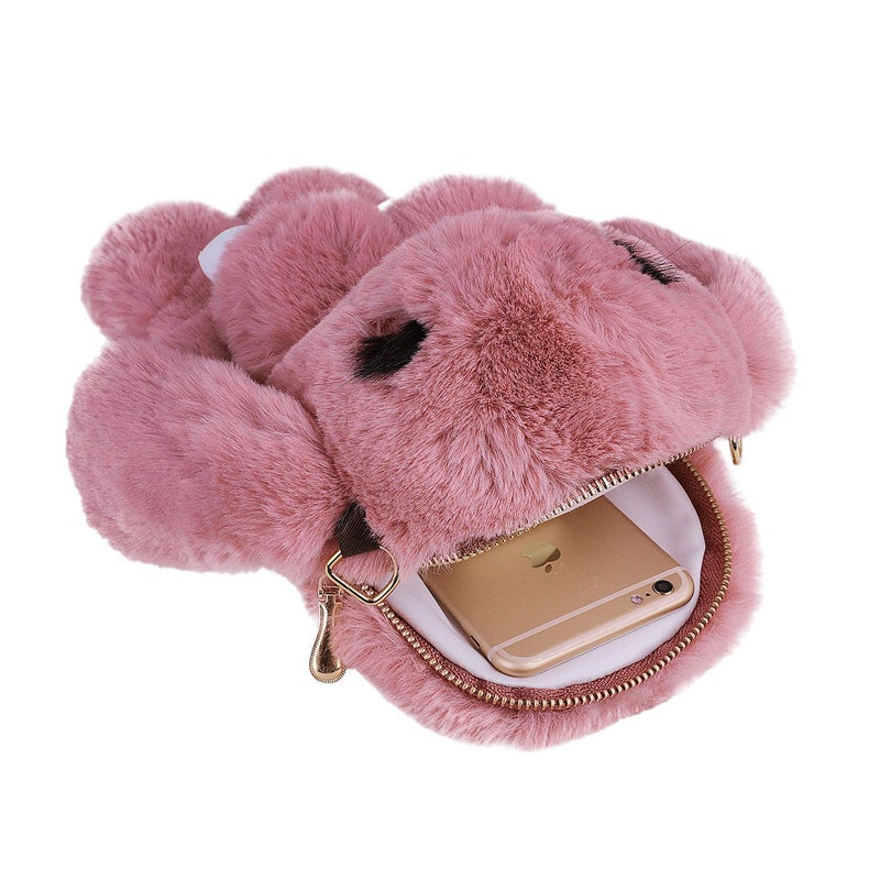 Ylucky Kids Rabbit Faux Fur Backpack Bunny Hare Shoulder Bags Plush Doll Crossbody Handbag Knapsack Women Girls Travel Satchel - Image 3