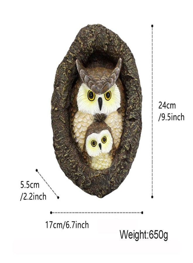 JARPSIRY Owl Tree Hugger Whimsical Tree Sculpture Garden Statues Outdoor Tree Face Decor Garden Peeker Yard Art Decorations (Mom and Baby Owl) - Image 2