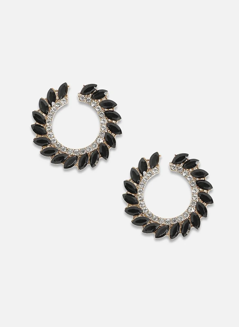 سوهي أقراط حلقية من الكريستال المتتالي - أسود التورمالين