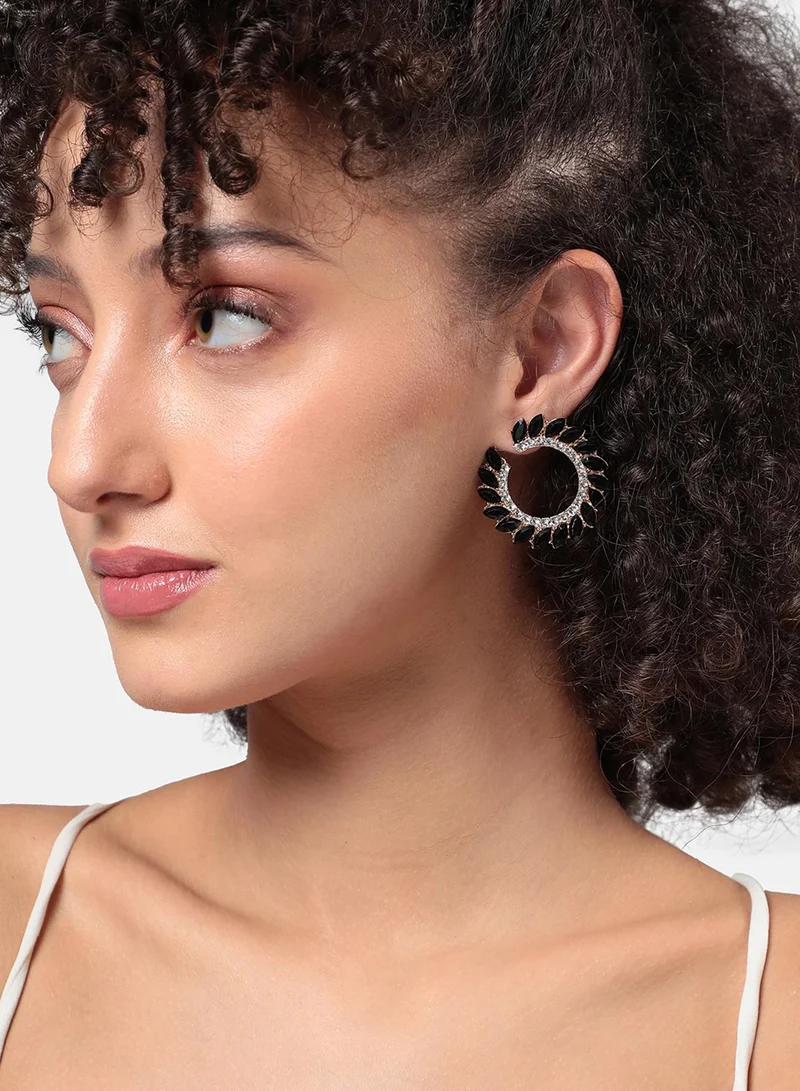 سوهي أقراط حلقية من الكريستال المتتالي - أسود التورمالين