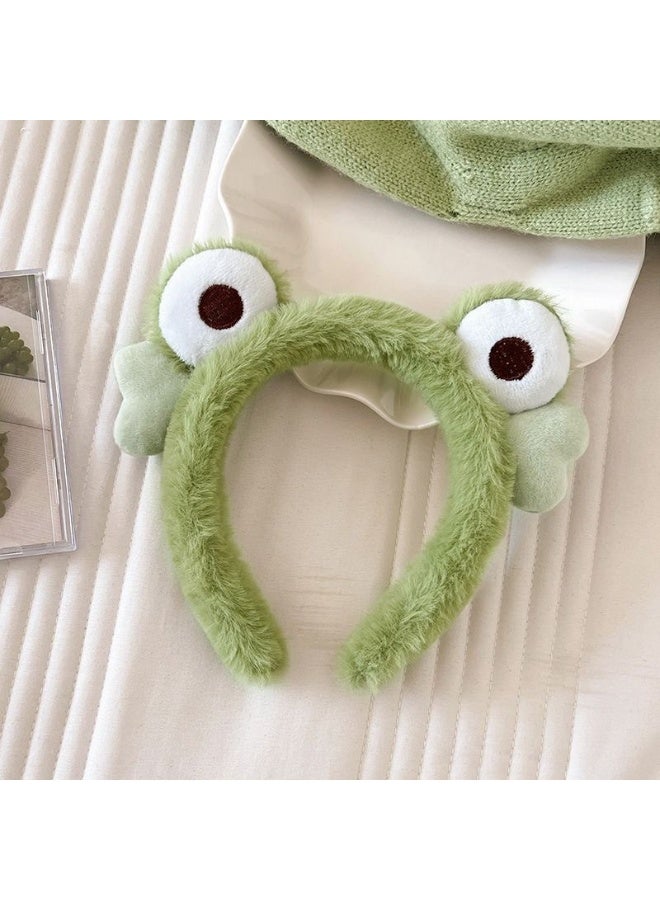 Women's headband, plush, cute, funny frog face washing headband, hair accessory, hair tie