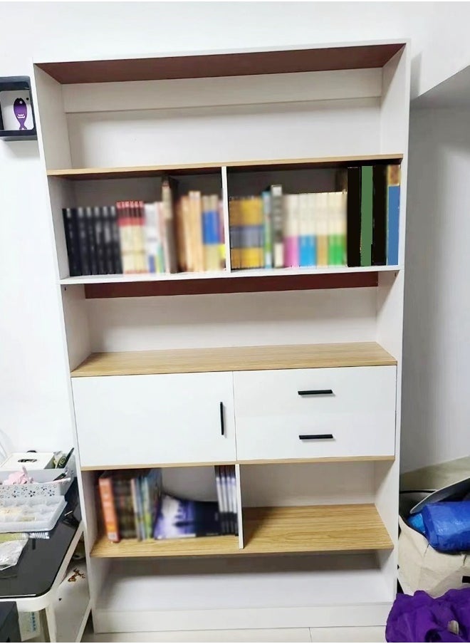 Raffine Multipurpose Multi-Tier Wooden Bookshelf Large Storage Display Rack with Drawers Vertical Freestanding Floor Shelf Bookcase for Living Room Home Office 102x24x181 cm  - Image 2