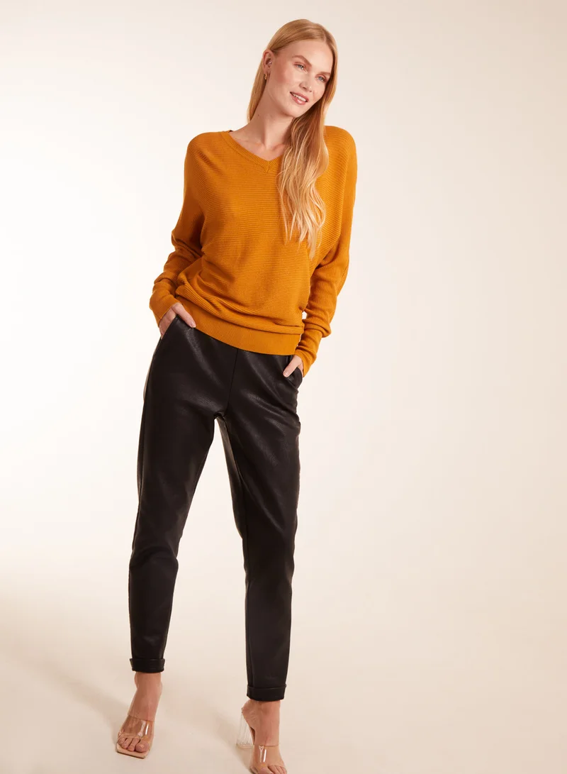 Ribbed V-Neck Jumper