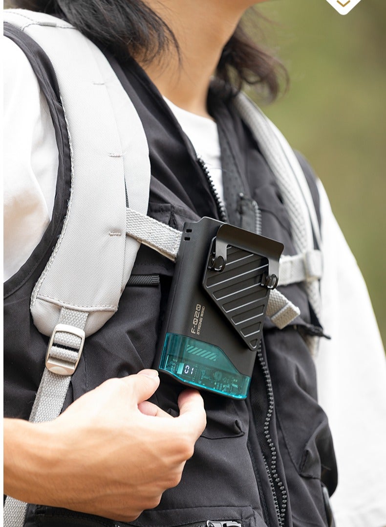 مروحة تبريد صغيرة محمولة | محمولة باليد أو على الخصر | قابلة لإعادة الشحن، عمر بطارية يصل إلى ١٣ ساعة | مناسبة للسفر، والأنشطة الخارجية، والمكتب، والمنزل (أسود) - Image 1