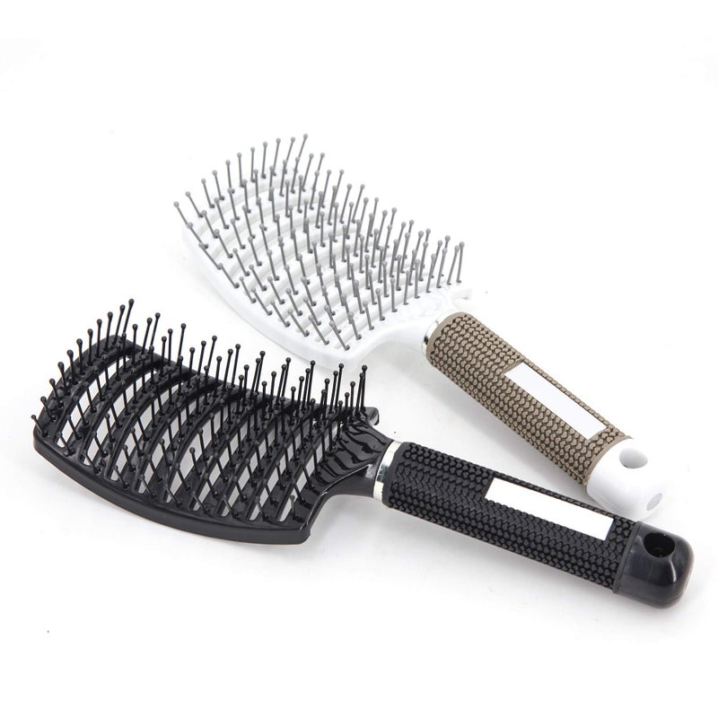 eyxformula 2 Pc Curved Vented Hair Brushes for Women, Eyxformula Anti Frizz Detangling Brush for Long Thick Curly Wet Hair, Blow Fast Drying Paddle Detangler Brush Styling Tool - Image 1