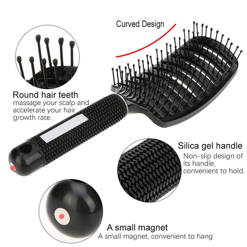 eyxformula 2 Pc Curved Vented Hair Brushes for Women, Eyxformula Anti Frizz Detangling Brush for Long Thick Curly Wet Hair, Blow Fast Drying Paddle Detangler Brush Styling Tool - Image 2
