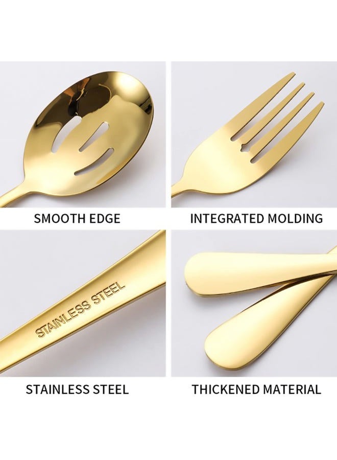 Dadamong 11-Piece Serving Utensil Set, Stainless Steel Modern Flatware Serving Set Serving Spoons Fork Knife Ladle, Tableware Cutlery for Home Restaurant Buffet Party (Gold) - Image 5