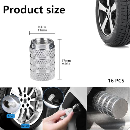 Zytiqt 16 Pack Car Tyre Valve Caps, Durable Valve Stem Caps for Car, Aluminum Alloy Tire Valve Cap Set for Car Truck Motorcycle SUV and Bike, Includes Gold, Blue, Silver, Black Colors - Image 2