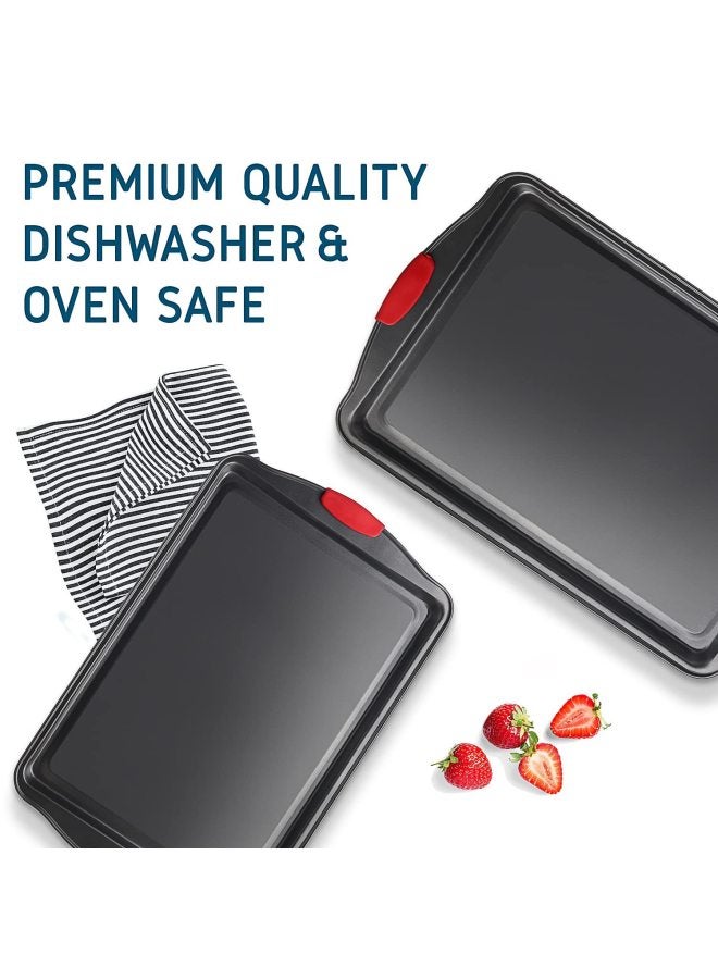 Daifa High Temperature And High-temperature Carbon Steel Household Oven With Handle Rectangular Baking Biscuit Cake Baking Pan-Specifications:Three-piece Suit (opp Bag Packaging)-Color:Black  - Image 4
