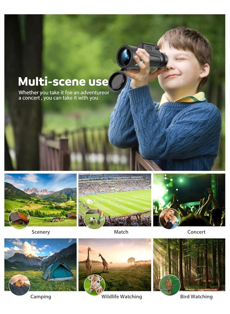 12x50 High-Power Monocular Telescope with Smartphone Tripod and Portable Bag - Perfect for Bird Watching, Hunting, Hiking, and Camping with BAK4 Prism & FMC Lens Technology for Enhanced Vision. - Image 5